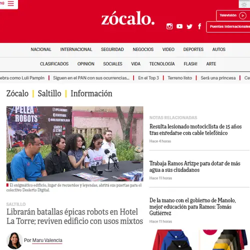 Nota de Zócalo Saltillo: librarán batallas épicas de robots en Hotel La Torre